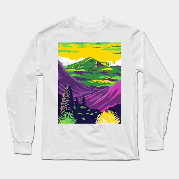 Haleakala National Park and Haleakala Volcano in Maui Hawaii United States WPA Poster Art Color Long Sleeve T-Shirt by patrimonio